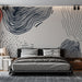 Papier peint abstrait avec motifs ondulés et textures modernes pour chambre à coucher élégante