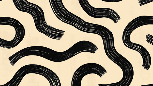 Papier peint abstrait Motifs ondulés noir sur fond crème