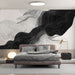 Papier peint abstrait noir et blanc avec motifs ondulés élégants pour chambre moderne