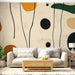 Papier peint abstrait avec motifs organiques aux couleurs terreuses pour salon moderne