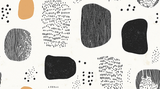 Papier peint abstrait Motifs organiques en noir, beige et blanc