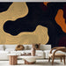 Papier peint abstrait avec motifs organiques en tons chauds et foncés pour salon moderne