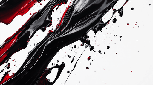 Papier peint abstrait noir et rouge Effets de peinture fluide sur fond blanc