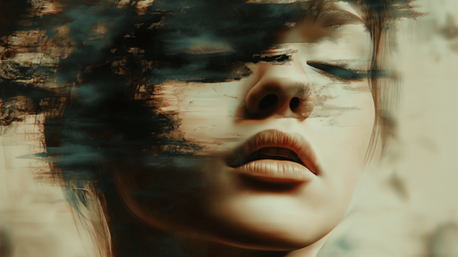 Papier peint abstrait Portrait éthéré aux couleurs mélancoliques