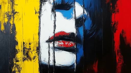 Papier peint abstrait Portrait expressif avec des couleurs vives