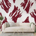 Papier peint abstrait rouge avec motifs éclatés sur fond blanc pour salon moderne