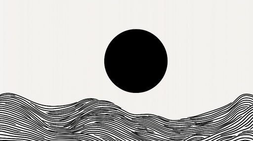 Papier peint abstrait Vagues et soleil noir