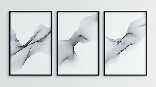 Papier peint abstrait Vagues graphiques monochromes en noir et blanc