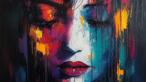 Papier peint abstrait Visage coloré avec des éclaboussures de peinture