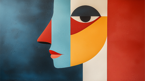 Papier peint abstrait Visage stylisé aux couleurs vives