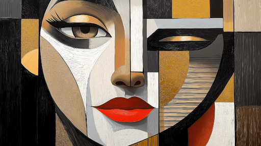 Papier peint abstrait Visage stylisé aux formes géométriques