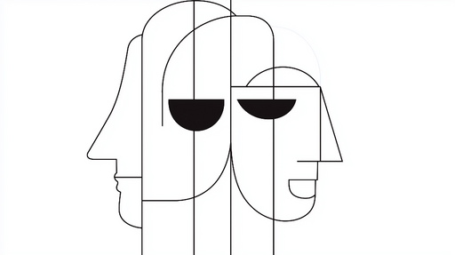 Papier peint abstrait Visages stylisés en noir et blanc