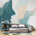 Papier peint abstrait avec visages subtils en teintes douces pour chambre moderne