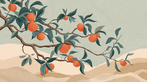 Papier peint agrumes Branches d'orangers avec des fruits envoûtants