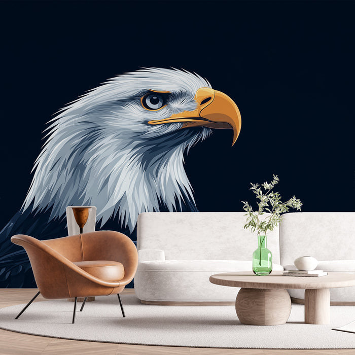 Papier peint aigle | Portrait majestueux d'un aigle sur fond sombre