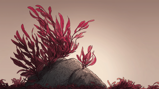 Papier peint algues rouges Motif d'algues rouges sur fond doux