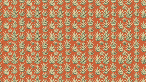 Papier peint aloe vera Motif de feuilles d'aloe vera sur fond terracotta
