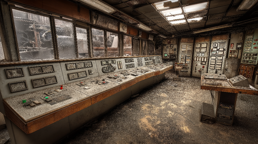 Papier peint ambiance industrielle Contrôle d'une ancienne centrale électrique