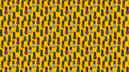 Papier peint ananas Motif coloré d'ananas sur fond jaune éclatant