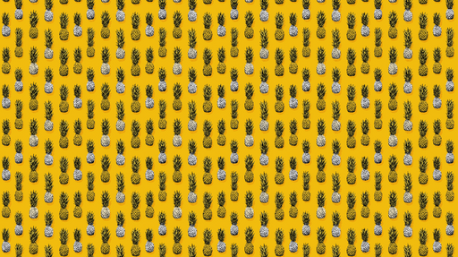 Papier peint ananas Motif joyeux d'ananas colorés sur fond jaune