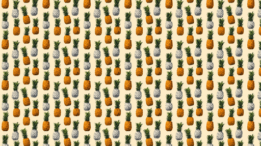 Papier peint ananas Motifs d'ananas dorés et argentés sur fond clair