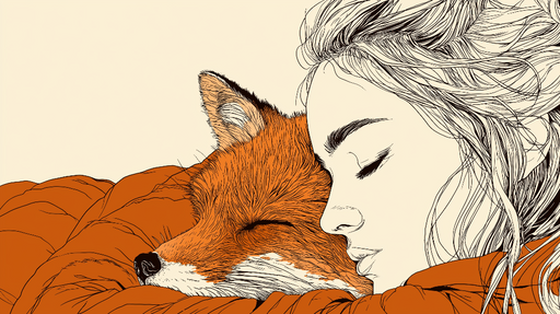 Papier peint animalier Une douce connexion entre une femme et un renard