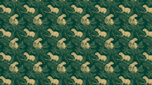 Papier peint animaux de la forêt Motif de petits animaux sur un fond vert profond