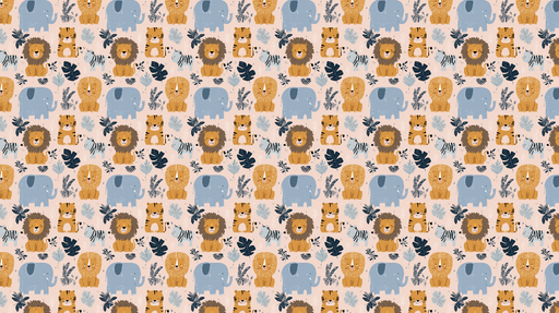 Papier peint animaux de la savane Motifs ludiques avec éléphants, lions et tigres