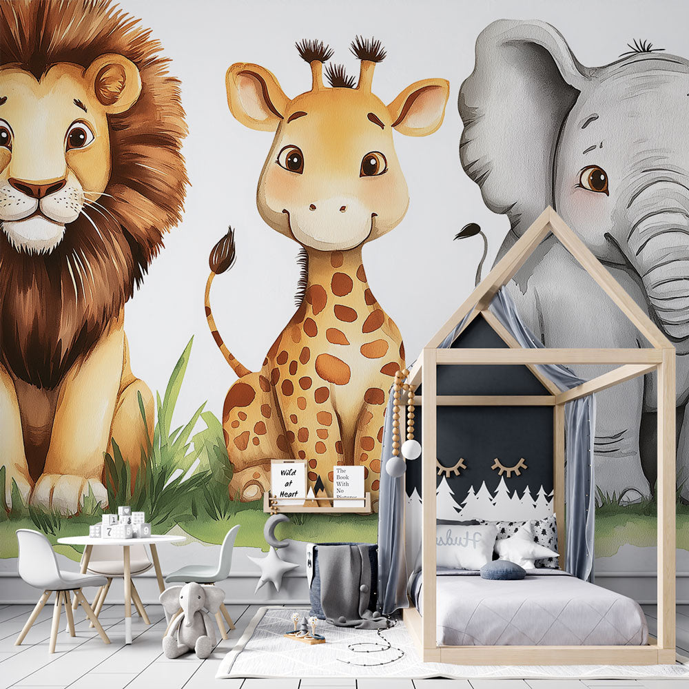 Papier Peint Adhésif 3D Girafe R27588 – Amovible, Coloré, Autocollant Mural Luna
