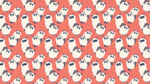 Papier peint animaux mignons Motif de chats aux yeux expressifs sur fond corail