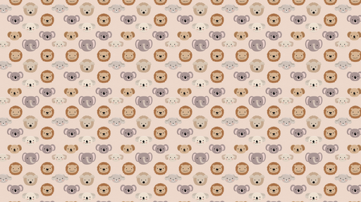 Papier peint animaux mignons Motifs de visages d'animaux colorés sur fond doux