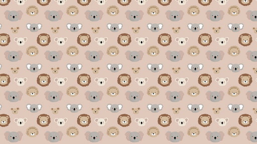 Papier peint animaux mignons Têtes d'animaux adorables sur fond rose