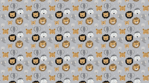 Papier peint animaux mignons Visages d'animaux amusants sur fond gris