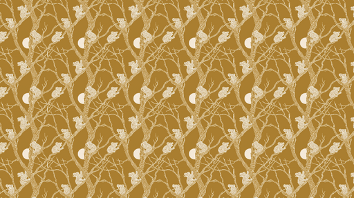 Papier peint animaux Moutons élégants sur fond doré avec arbres et lunes