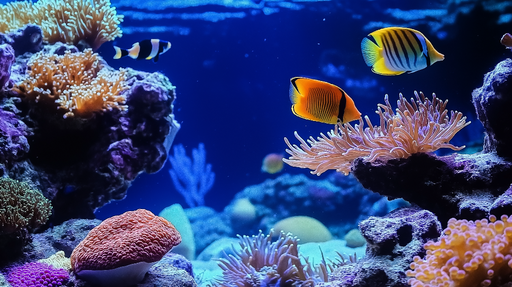 Papier peint aquarium Paysage sous-marin vibrant avec coraux et poissons colorés