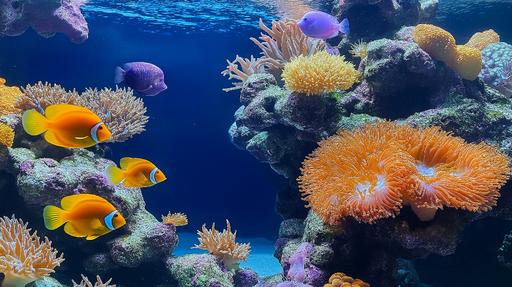 Papier peint aquarium Scène sous-marine vibrante avec coraux et poissons colorés