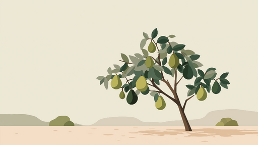 Papier peint arbre à avocat Un arbre à avocat élégant sur un fond doux et minimaliste