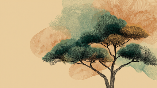 Papier peint arbre artistique Élégance des lignes et mélanges de couleurs naturelles