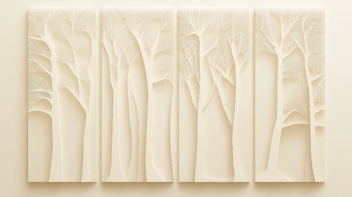 Papier peint arbre blanc Silhouettes délicates de bois texturés