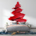Papier peint arbre de Noël rouge stylisé avec texture lisse pour décoration de chambre moderne