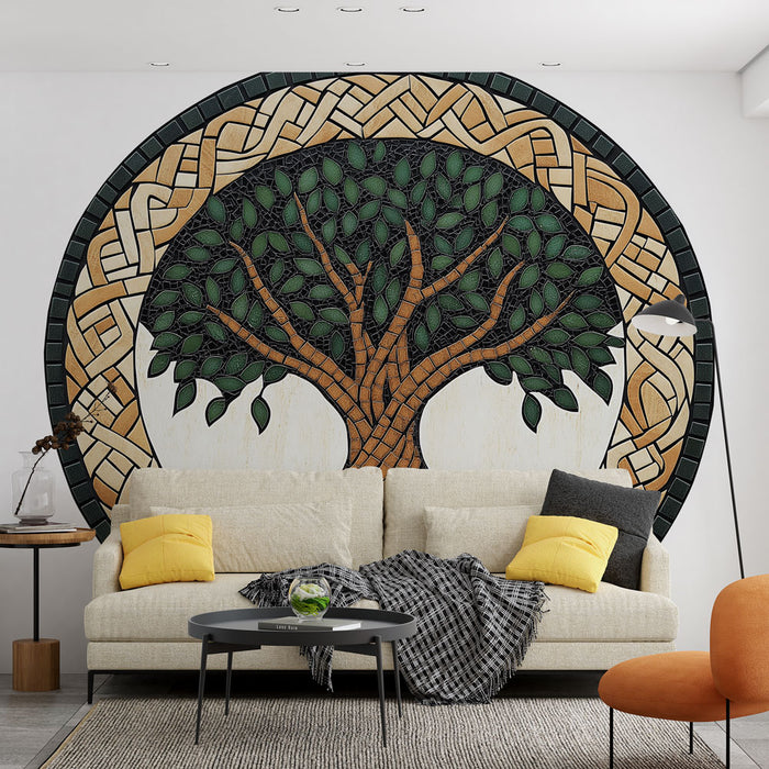 Papier peint arbre de vie | Art mural en mosaïque celtique