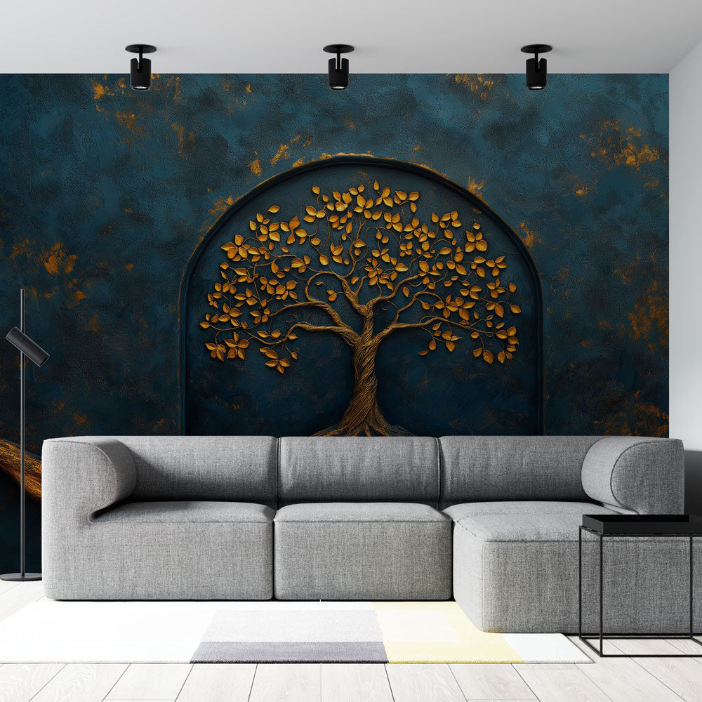 Papier peint intissé Arbre De Vie Abstrait Papier Peint Panoramique 350x256 cm Papier Peints murale pour Salon Chambre Décoration - Bricolage