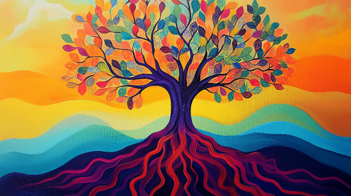 Papier peint arbre de vie Design artistique vibrant