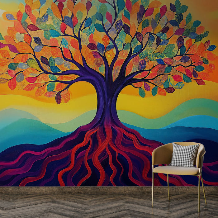 Papier peint arbre de vie | Design artistique vibrant