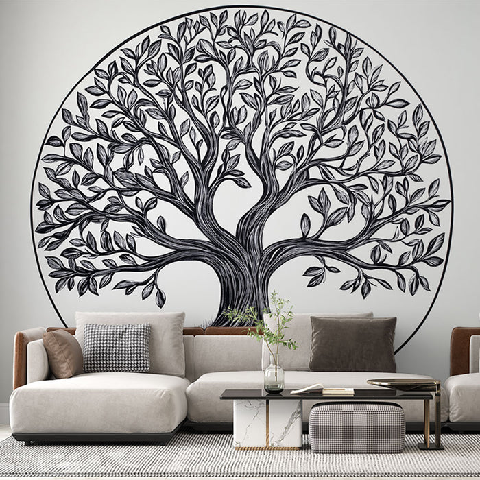 Papier peint arbre de vie | Design monochrome élégant