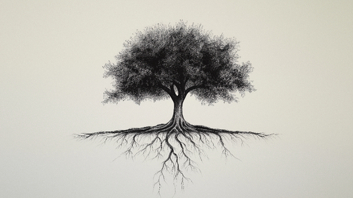 Papier peint arbre de vie Illustration monochrome élégante