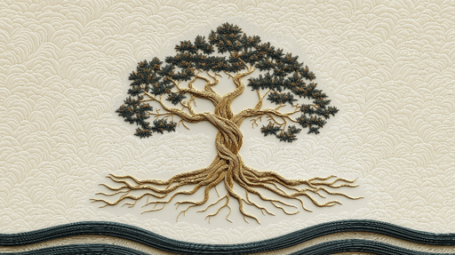 Papier peint arbre de vie Motif élaboré en relief sur fond crème