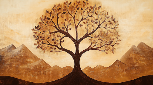Papier peint arbre de vie Motif élégant aux tons terreux