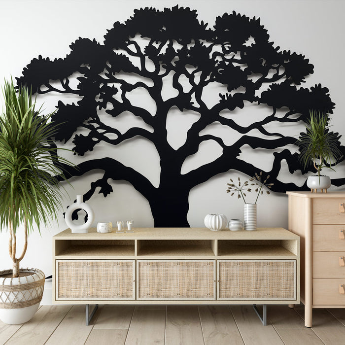 Papier peint arbre de vie | Silhouette élégante en métal noir