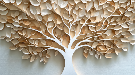 Papier peint arbre Élégant motif d'arbre en papier découpé